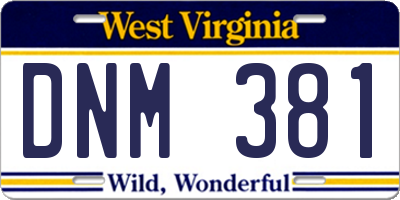 WV license plate DNM381