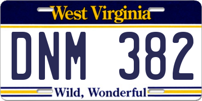 WV license plate DNM382