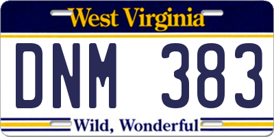 WV license plate DNM383