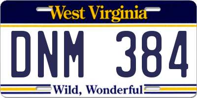 WV license plate DNM384