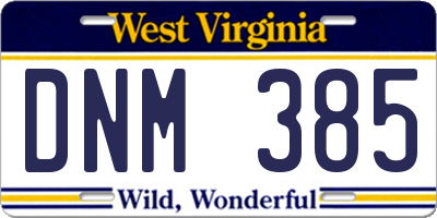 WV license plate DNM385