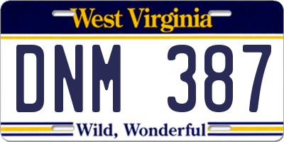 WV license plate DNM387