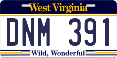 WV license plate DNM391
