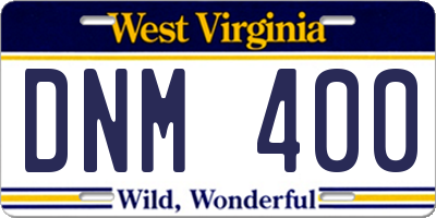 WV license plate DNM400