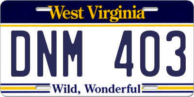 WV license plate DNM403
