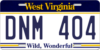 WV license plate DNM404