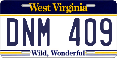 WV license plate DNM409