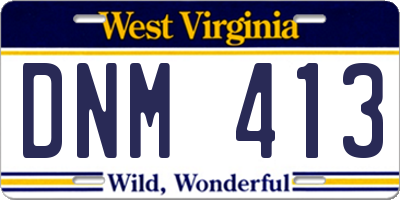 WV license plate DNM413