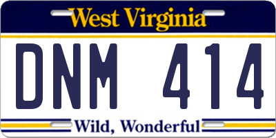 WV license plate DNM414