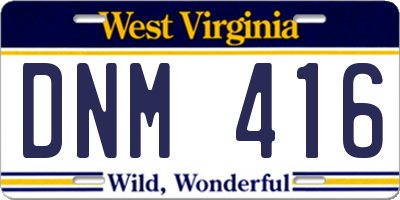 WV license plate DNM416