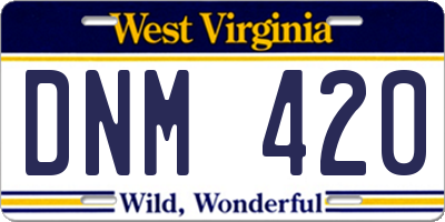 WV license plate DNM420