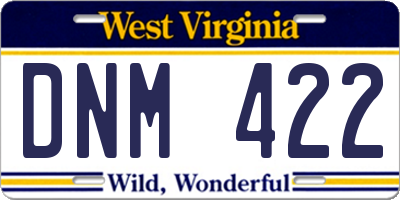 WV license plate DNM422