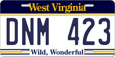 WV license plate DNM423