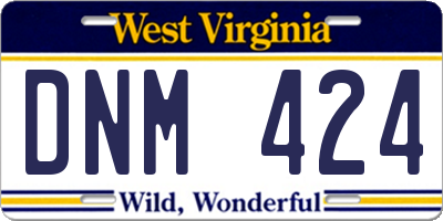 WV license plate DNM424