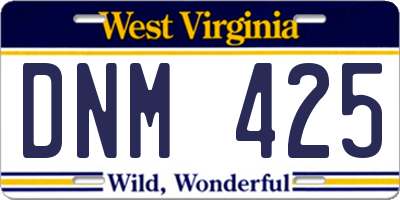 WV license plate DNM425