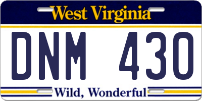 WV license plate DNM430