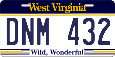 WV license plate DNM432