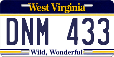 WV license plate DNM433