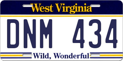 WV license plate DNM434