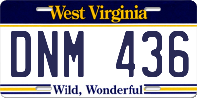 WV license plate DNM436