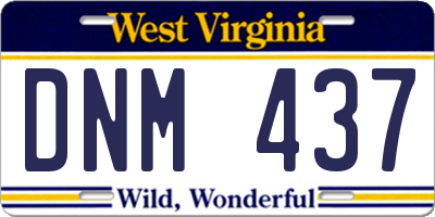 WV license plate DNM437
