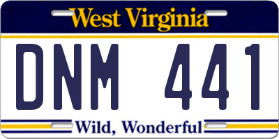 WV license plate DNM441