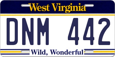 WV license plate DNM442