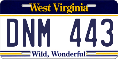 WV license plate DNM443