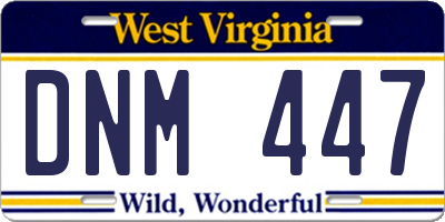 WV license plate DNM447
