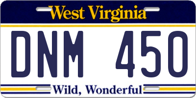 WV license plate DNM450