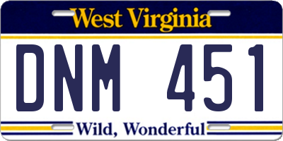 WV license plate DNM451