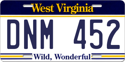 WV license plate DNM452