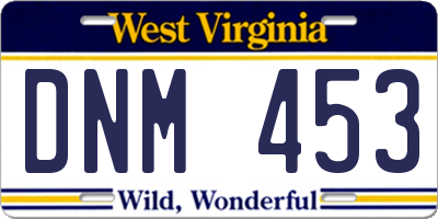 WV license plate DNM453