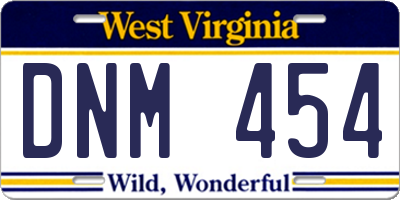 WV license plate DNM454