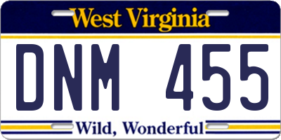 WV license plate DNM455