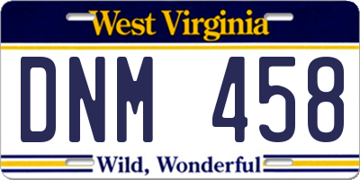 WV license plate DNM458