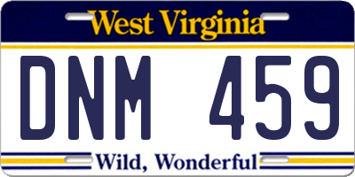 WV license plate DNM459