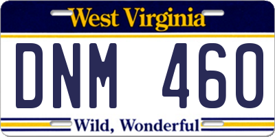 WV license plate DNM460