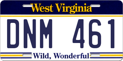 WV license plate DNM461