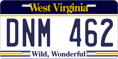 WV license plate DNM462