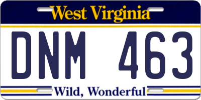 WV license plate DNM463