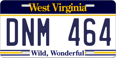 WV license plate DNM464