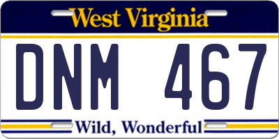 WV license plate DNM467