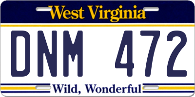 WV license plate DNM472