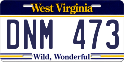 WV license plate DNM473