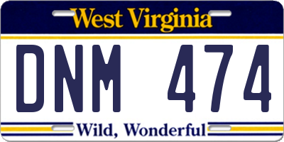 WV license plate DNM474