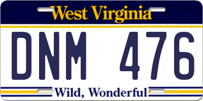 WV license plate DNM476