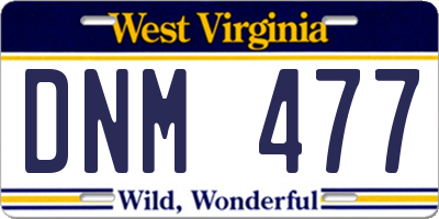 WV license plate DNM477