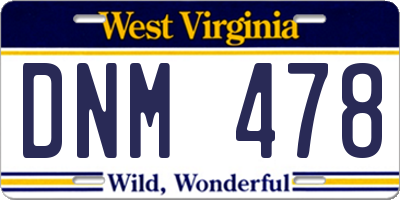 WV license plate DNM478