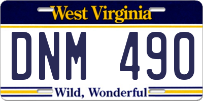 WV license plate DNM490